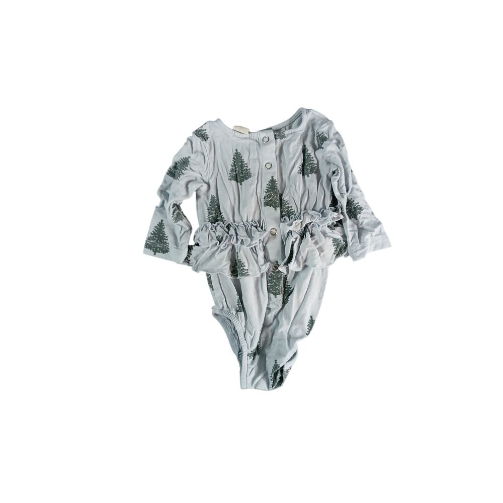 Kate Quinn Pants Sleeper Baby Size 0-3 Months Blue Ruffle Tree Pajamas One Piece